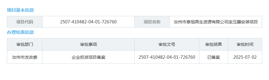 汝州市泰旭再生资源有限公司变压器安装项目.png